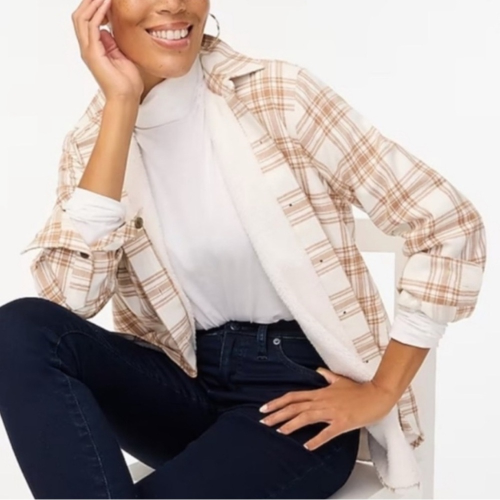 JCrew Sherpa lined fleece Shacket